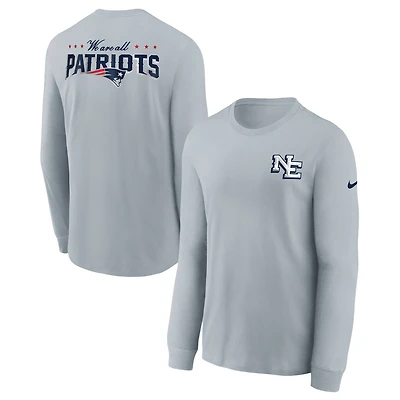 Youth Nike  Silver New England Patriots 2025 Rivalries Collection Long Sleeve T-Shirt