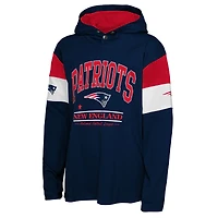 Youth Outerstuff College Navy New England Patriots The Champs Back Long Sleeve Hoodie T-Shirt