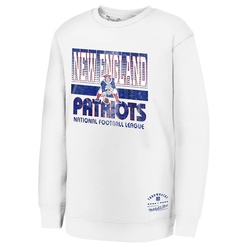 Sweat-shirt en molleton rétro Big Game New England Patriots blanc pour jeunes
