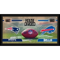 New England Patriots vs. Buffalo Bills Framed 10" x 20" House Divided Football Collage
