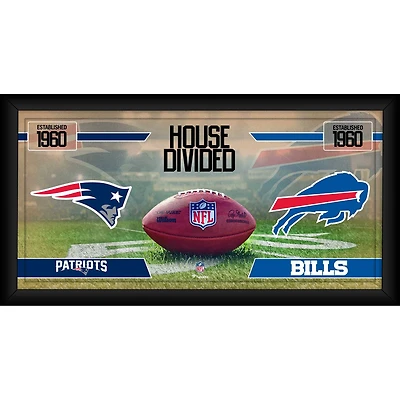 Collage de football encadré 10" x 20" des Patriots de la Nouvelle-Angleterre contre les Bills de Buffalo