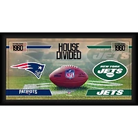 New England Patriots vs. New York Jets Framed 10" x 20" House Divided Football Collage