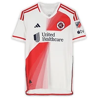 Maillot adidas blanc dédicacé par Dave Romney des New England Revolution, numéro 2, utilisé lors du match, saison 2024 de la MLS - Taille L