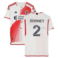 Maillot adidas blanc dédicacé par Dave Romney des New England Revolution, numéro 2, utilisé lors du match, saison 2024 de la MLS - Taille L