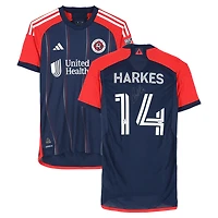 Maillot adidas bleu marine dédicacé par Ian Harkes des New England Revolution (n° 14) pour la saison 2024 de la MLS - Taille M
