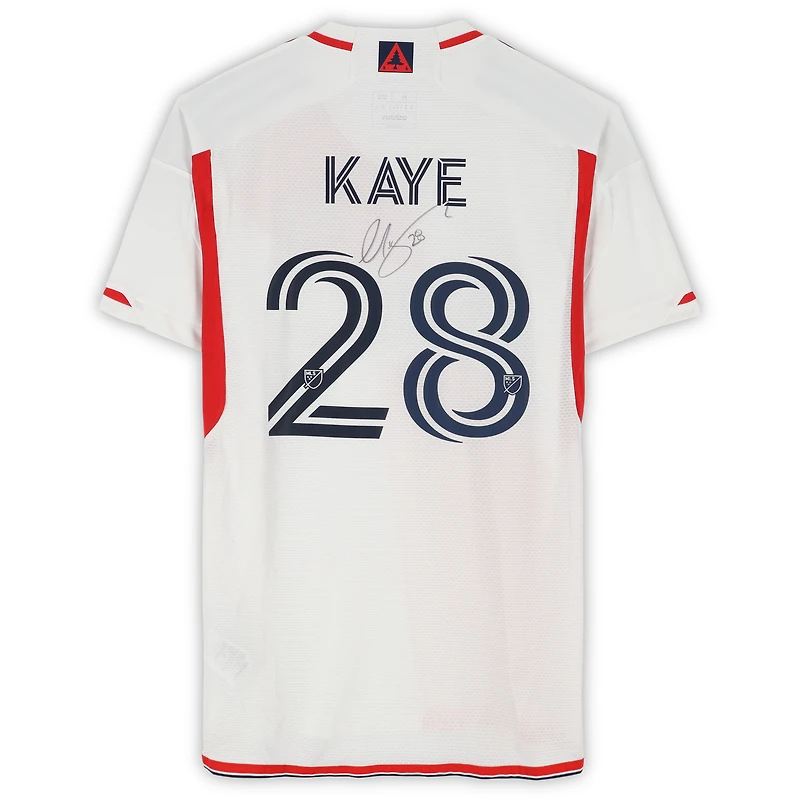 Maillot adidas blanc dédicacé par Mark-Anthony Kaye des New England Revolution, numéro 28, utilisé lors du match, saison 2024 de la MLS - Taille M