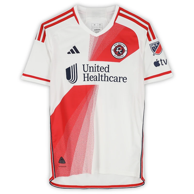 Maillot adidas blanc dédicacé par Mark-Anthony Kaye des New England Revolution, numéro 28, utilisé lors du match, saison 2024 de la MLS - Taille M