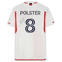 Maillot adidas blanc dédicacé par Matt Polster des New England Revolution (n° 8) pour la saison 2024 de la MLS - Taille M