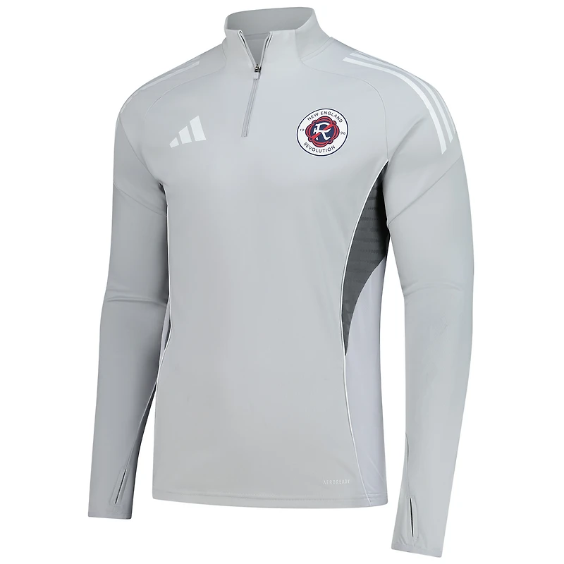 Men's adidas  Silver New England Revolution 2025 AEROREADY Quarter-Zip Long Sleeve Training Top