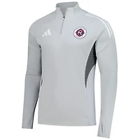 Men's adidas  Silver New England Revolution 2025 AEROREADY Quarter-Zip Long Sleeve Training Top