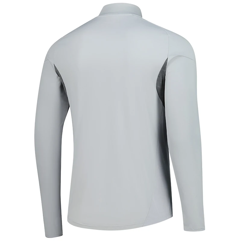 Men's adidas  Silver New England Revolution 2025 AEROREADY Quarter-Zip Long Sleeve Training Top
