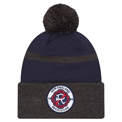 Men's New Era  Navy New England Revolution 2025 Kickoff Cuffed Knit Hat with Pom