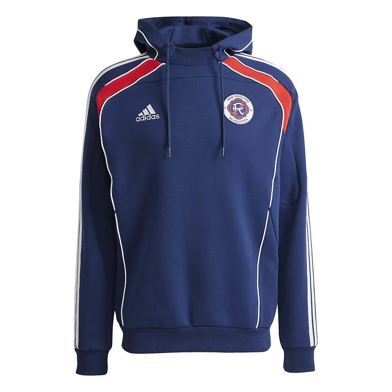 Men's adidas Navy New England Revolution 2025 Travel Pullover Hoodie