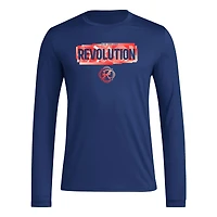 T-shirt à manches longues adidas New England Revolution Local Pop AEROREADY pour hommes, bleu marine