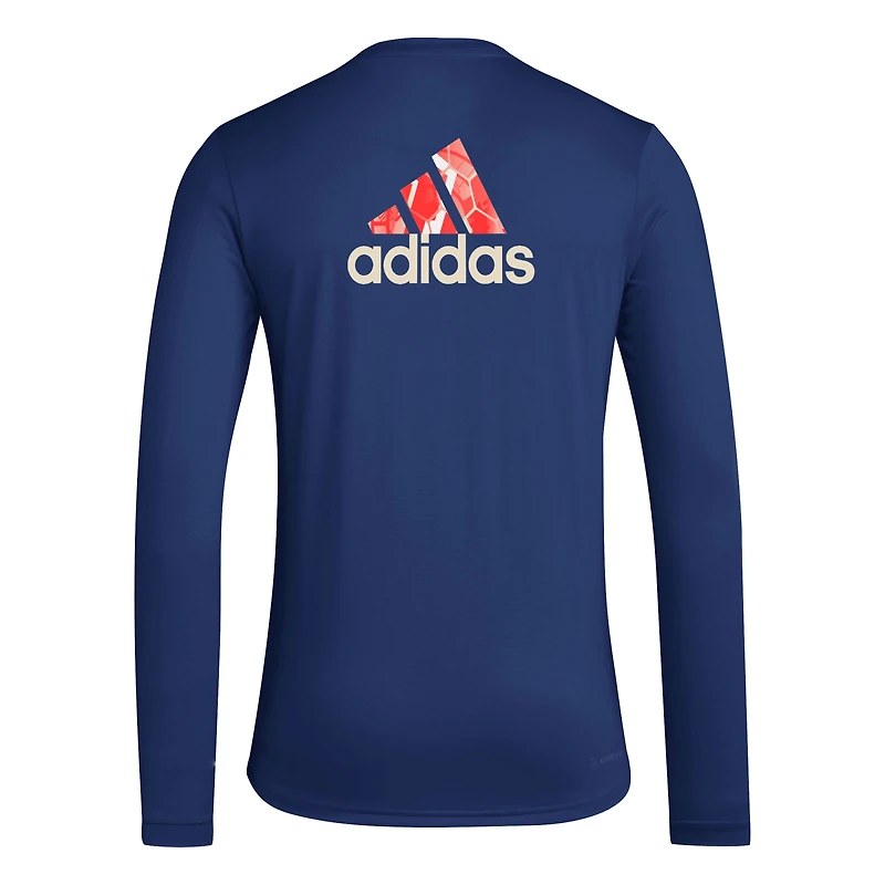 T-shirt à manches longues adidas New England Revolution Local Pop AEROREADY pour hommes, bleu marine