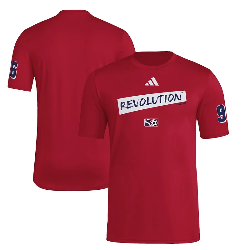 Men's adidas Red New England Revolution 2025 Archive Collection Jersey Hook T-Shirt