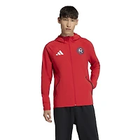 Coupe-vent à capuche zippé adidas New England Revolution Tiro Travel rouge pour homme