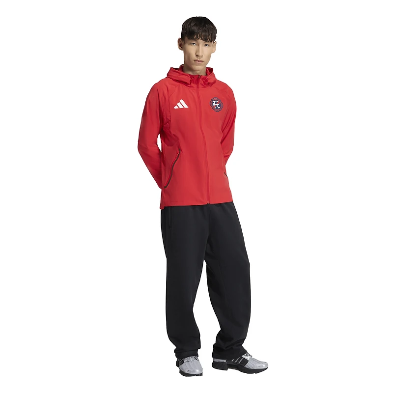 Men's adidas Red New England Revolution Tiro Travel Full-Zip Hooded Windbreaker