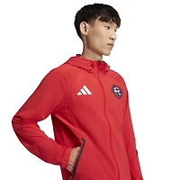 Men's adidas  Red New England Revolution Tiro Travel Full-Zip Hooded Windbreaker