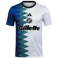 Haut d'avant-match adidas New England Revolution 2025 Gaming AEROREADY blanc pour homme