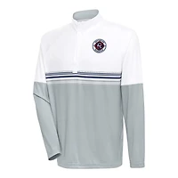Men's Antigua White/Navy New England Revolution Bender Quarter-Zip Pullover Top