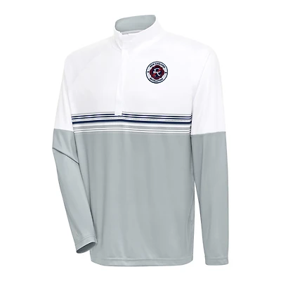 Pull-over à col zippé Antigua blanc/marine New England Revolution Bender pour homme