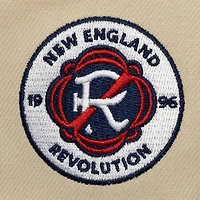 Men's Mitchell & Ness  Cream/Navy New England Revolution Upside Down Pro Pinch Snapback Hat