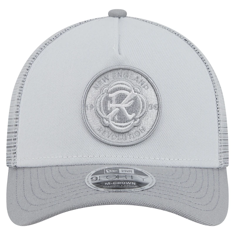 Men's New Era Gray New England Revolution Color Pack 9FORTY M-Crown A-Frame Adjustable Trucker Hat