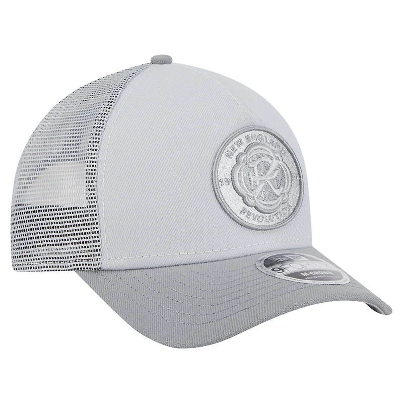 Men's New Era Gray New England Revolution Color Pack 9FORTY M-Crown A-Frame Adjustable Trucker Hat
