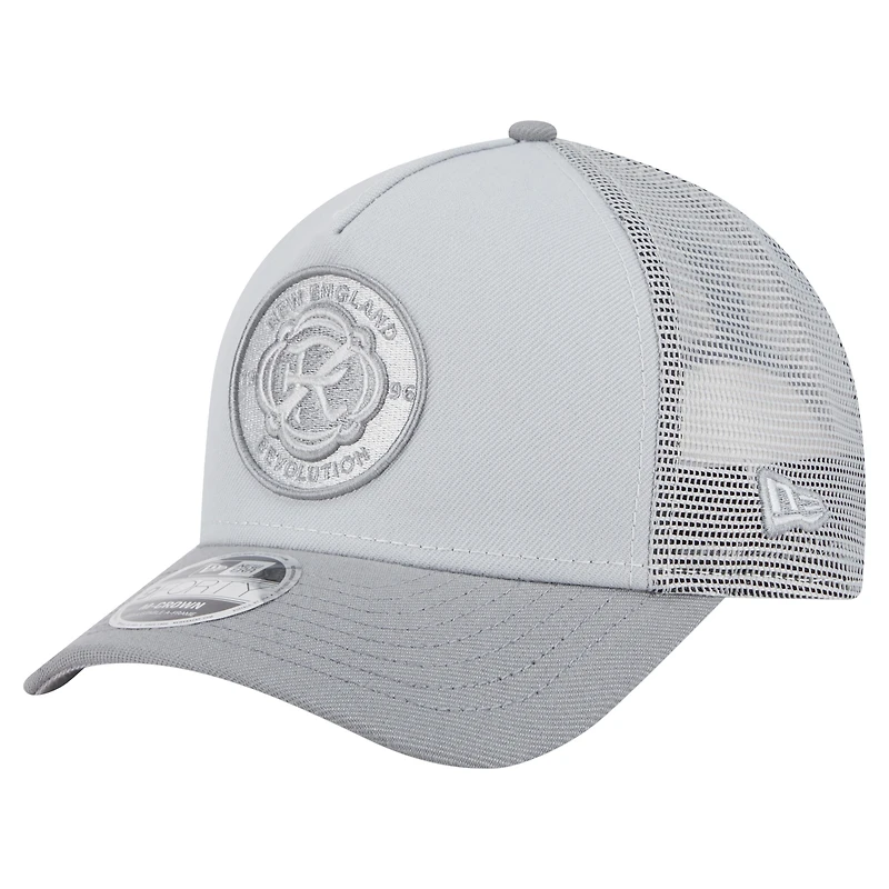 Men's New Era Gray New England Revolution Color Pack 9FORTY M-Crown A-Frame Adjustable Trucker Hat