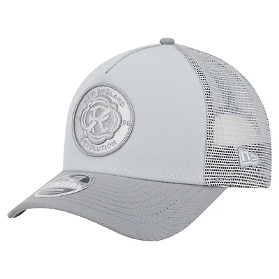 Men's New Era Gray New England Revolution Color Pack 9FORTY M-Crown A-Frame Adjustable Trucker Hat
