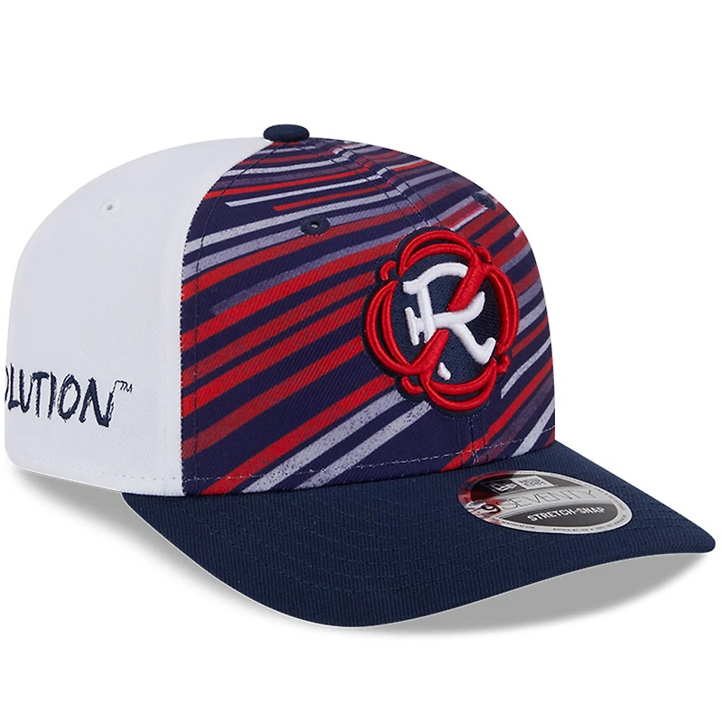 Casquette extensible New Era 9SEVENTY bleu marine/blanc New England Revolution 2025 pour homme
