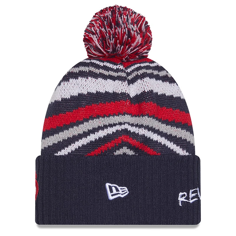 Bonnet en tricot à revers et pompon New Era bleu marine New England Revolution 2025 pour homme