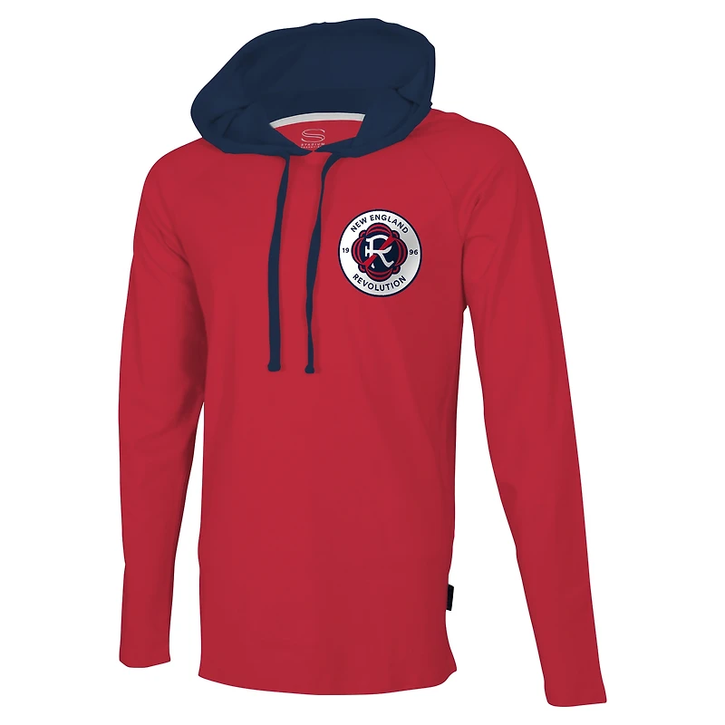 T-shirt à capuche rouge manches longues Stadium Essentials New England Revolution Tradition Raglan pour hommes
