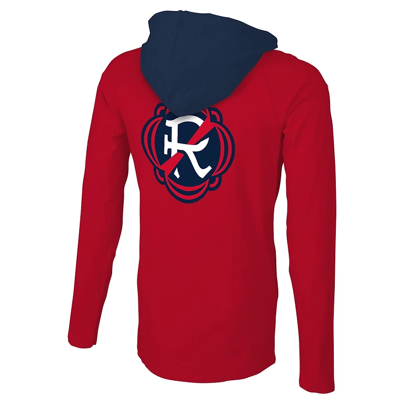 T-shirt à capuche rouge manches longues Stadium Essentials New England Revolution Tradition Raglan pour hommes