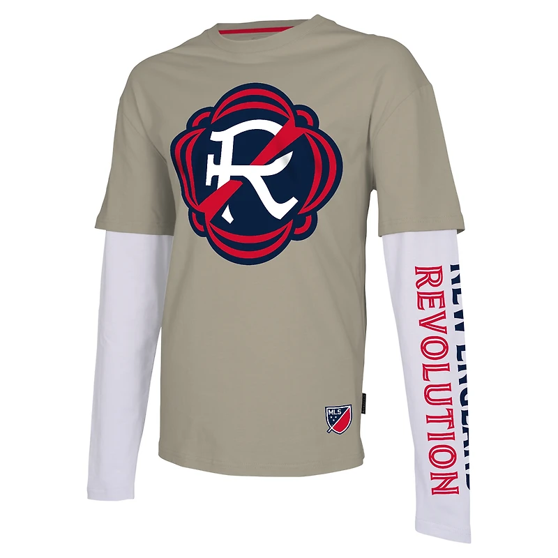 T-shirt à manches longues Stadium Essentials pour hommes, beige, New England Revolution Status