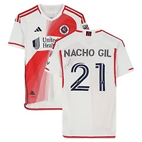 Maillot adidas blanc dédicacé par Nacho Gil des New England Revolution, numéro 21, utilisé lors du match de la saison 2024 de la MLS - Taille S