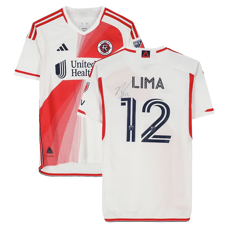 Maillot adidas blanc dédicacé par Nick Lima des New England Revolution, numéro 12, utilisé lors du match de la saison 2024 de la MLS - Taille M