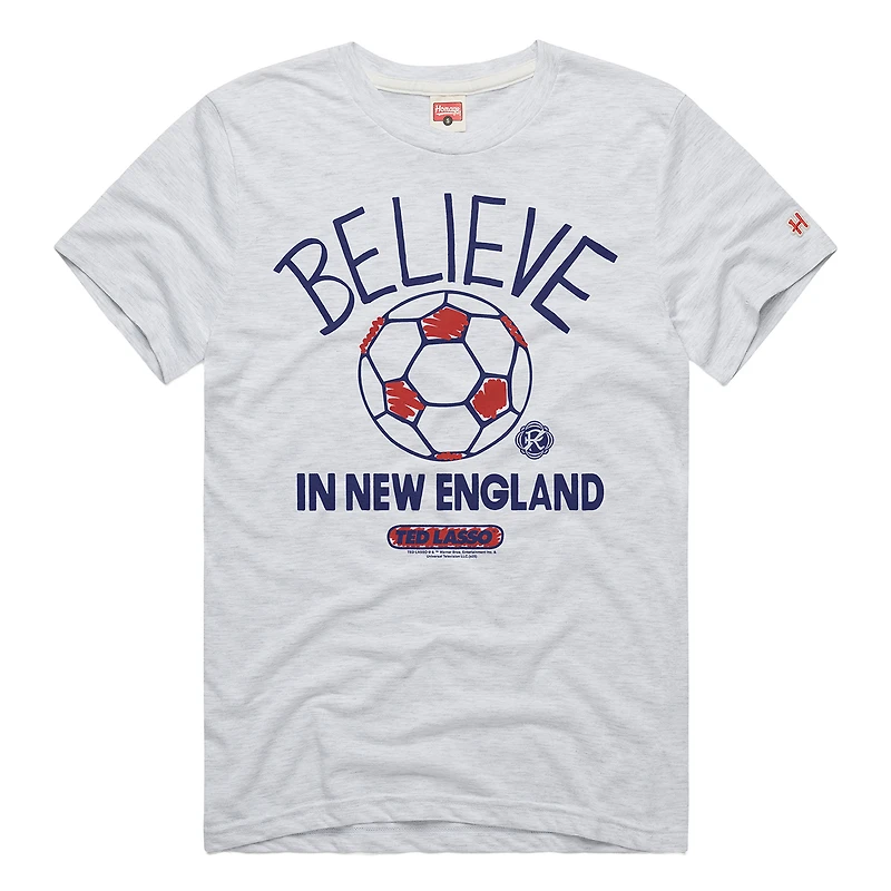 Unisex Homage  Ash New England Revolution MLS x Ted Lasso Believe Graphic Tri-Blend T-Shirt