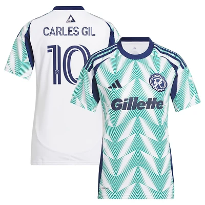 Women's adidas Carles Gil White New England Revolution 2025 Eastern Pine x Flag of Replica Player Jersey