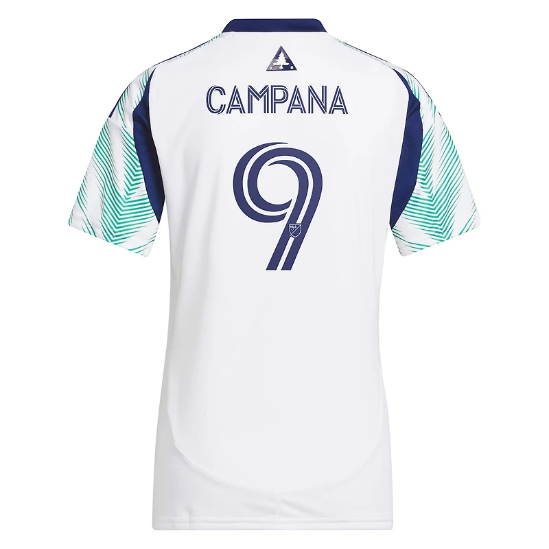 Women's adidas Leonardo Campana White New England Revolution 2025 Eastern Pine x Flag of Replica Player Jersey