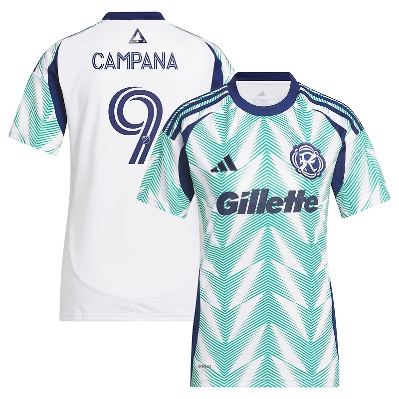 Maillot réplique de joueur adidas Leonardo Campana blanc New England Revolution 2025 Eastern White Pine x Flag of pour femme