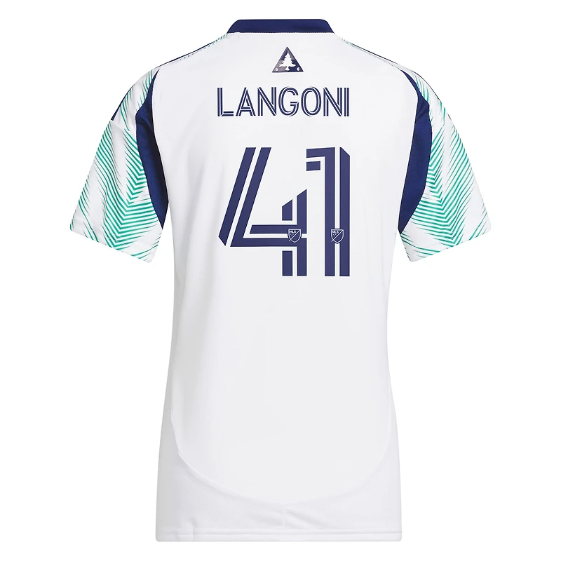 Maillot réplique de joueur adidas Luca Langoni blanc New England Revolution 2025 Eastern White Pine x Flag of pour femme