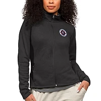 Women's Antigua Heather Black New England Revolution Team Logo Course Full-Zip Jacket