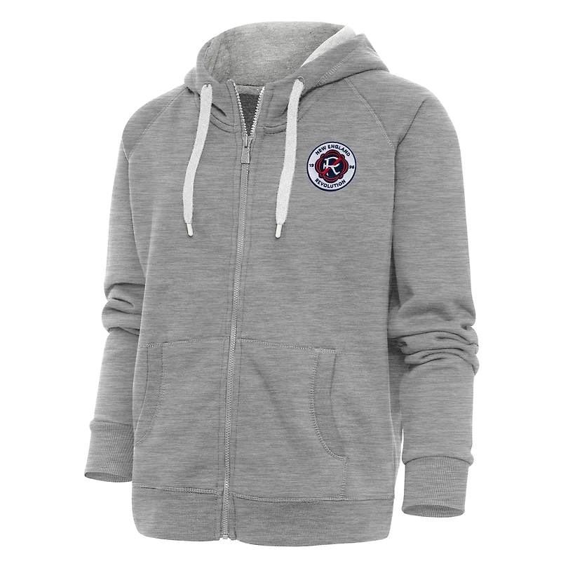 Sweat à capuche zippé intégral Antigua Heather Grey New England Revolution pour femme