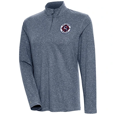 Women's Antigua  Heather Navy New England Revolution Confront Quarter-Zip Pullover Top