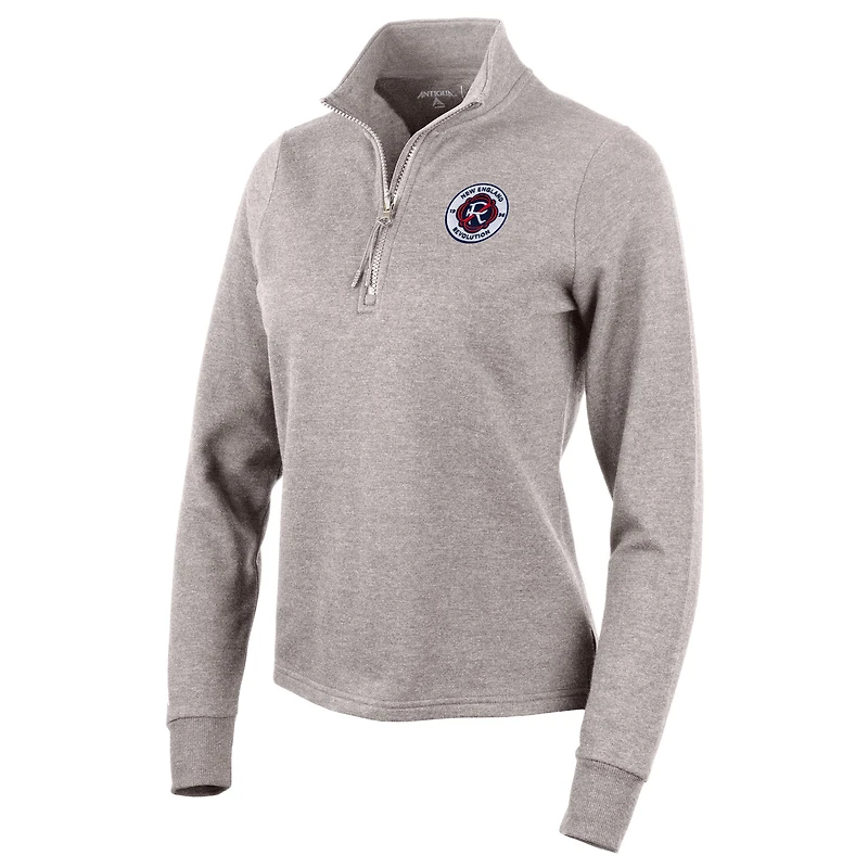 Sweat-shirt zippé quart de tour pour femme Antigua Oatmeal New England Revolution Logo Action