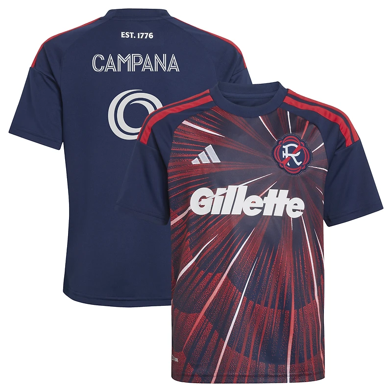 Youth adidas Leonardo Campana Blue New England Revolution 2026 Independence Day Replica Jersey