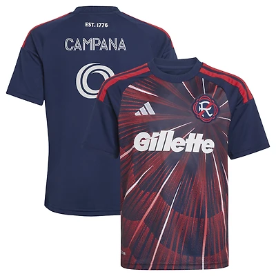 Youth adidas Leonardo Campana Blue New England Revolution 2026 Independence Day Replica Jersey