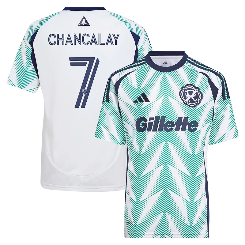 Maillot de joueur réplique adidas Tomás Chancalay blanc New England Revolution 2025 Eastern White Pine x Flag of pour jeunes